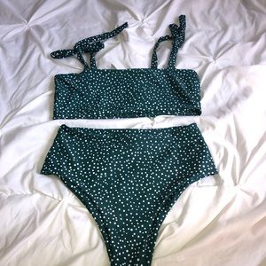 dark green polka dot bikini